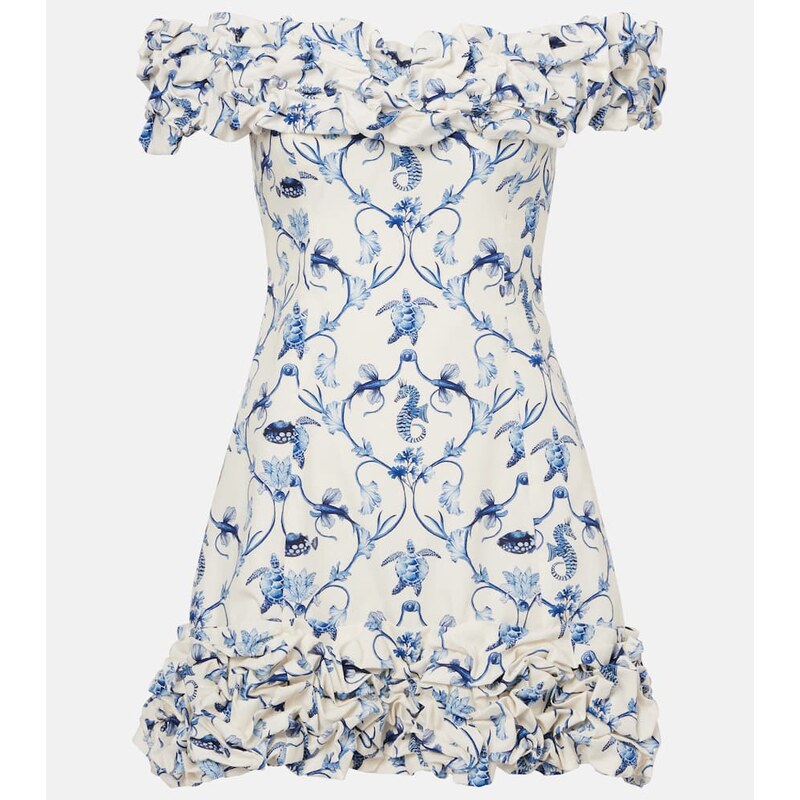 Agua by Agua Bendita Jardin off-shoulder cotton minidress