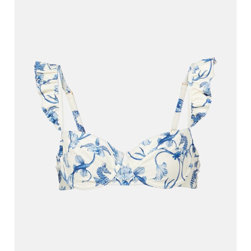 Agua by Agua Bendita Kiwi printed ruffled bikini top