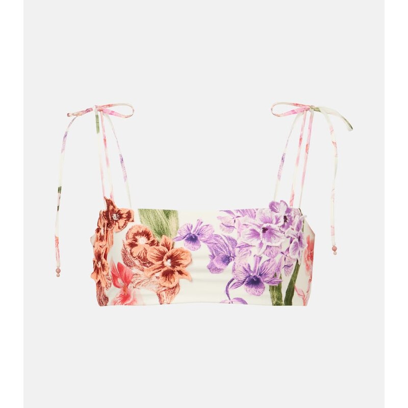 Agua by Agua Bendita Floral-appliquÃ bikini top