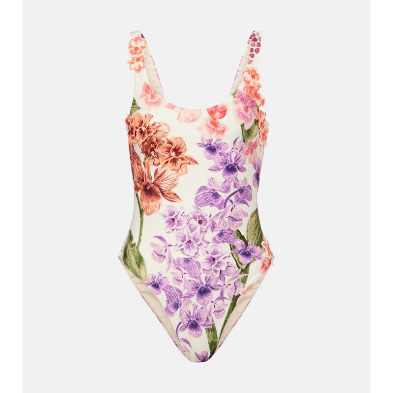 Agua by Agua Bendita Floral-appliquÃ swimsuit
