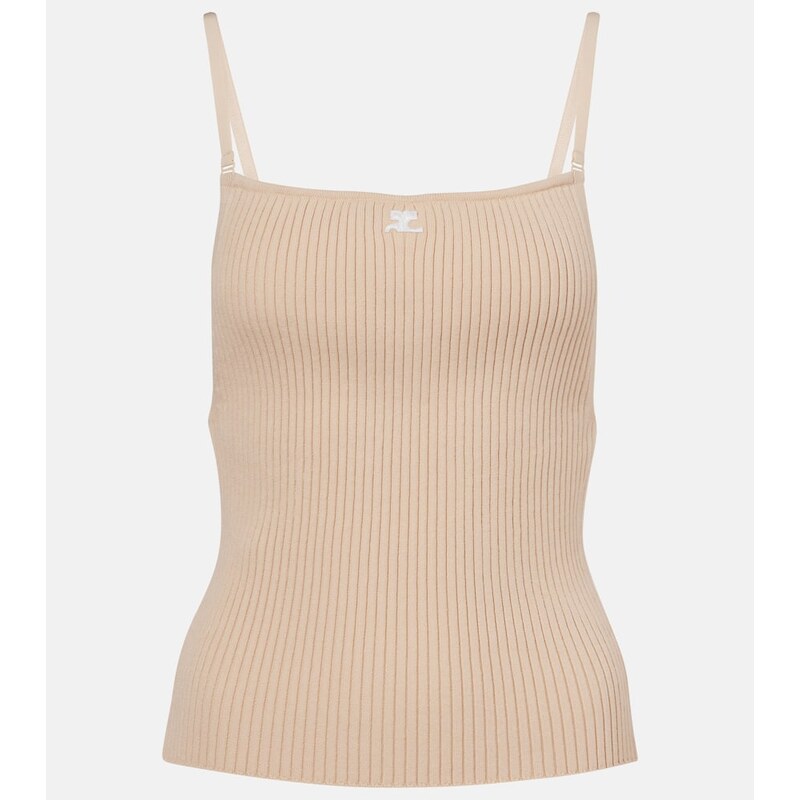 Courrèges Logo ribbed-knit tank top