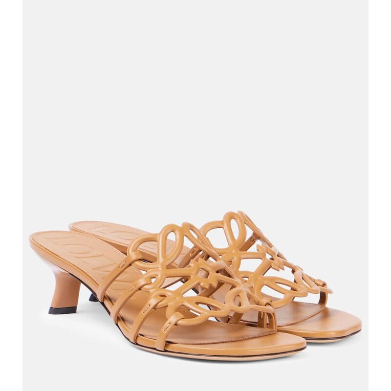 Loewe Paulas Ibiza Petal Anagram leather mules