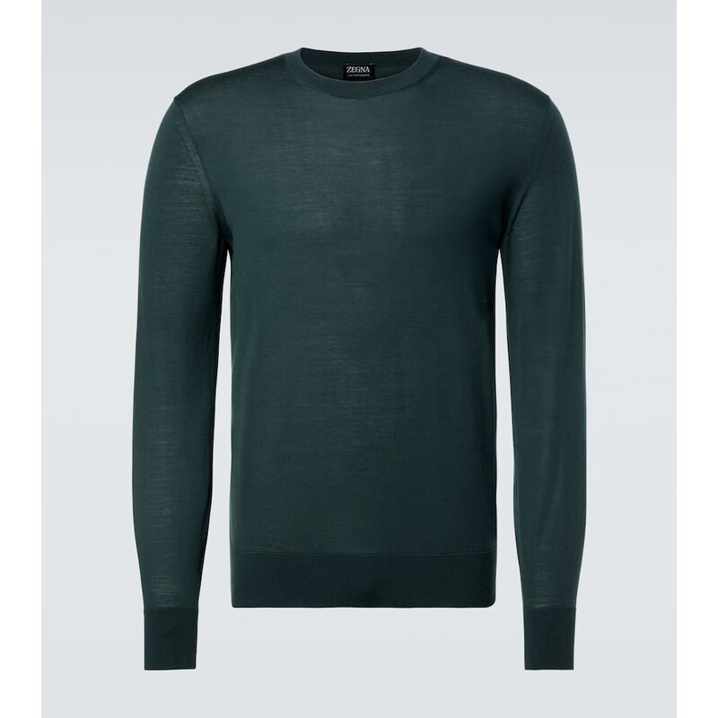 Mužský klasický svetr Zegna zelené barvy