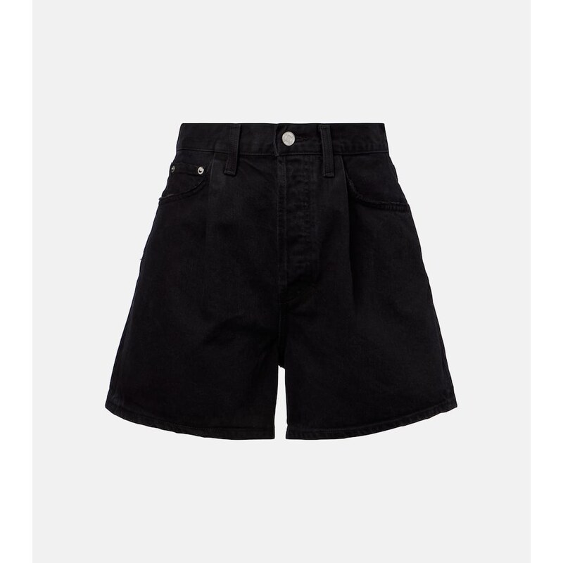Agolde Rhoda pleated high-rise denim shorts