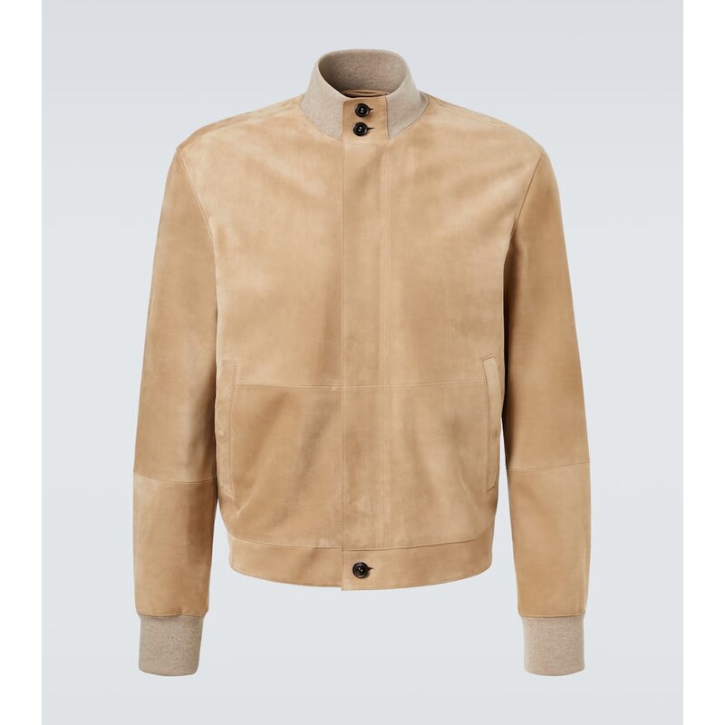 Pánská kožená bunda Zegna Suede blouson v barvě světlého taupe