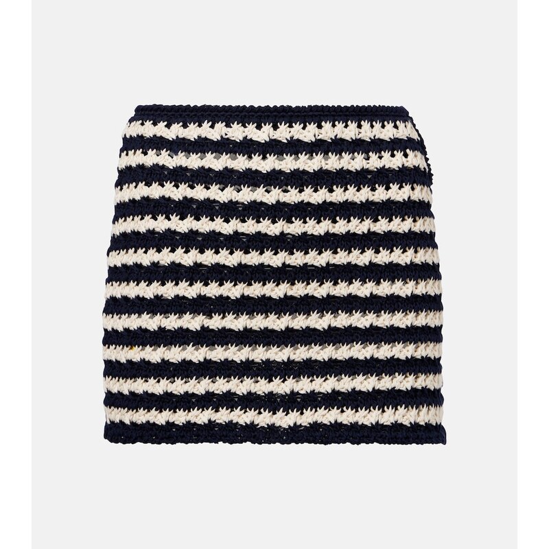 Prada Crochet striped cotton miniskirt