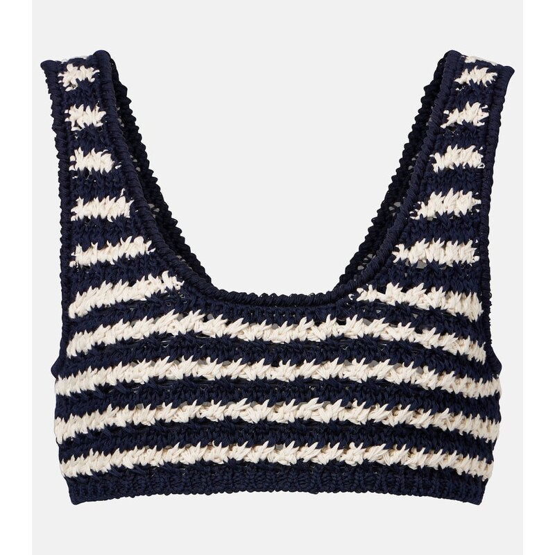 Prada Crochet striped cotton crop top