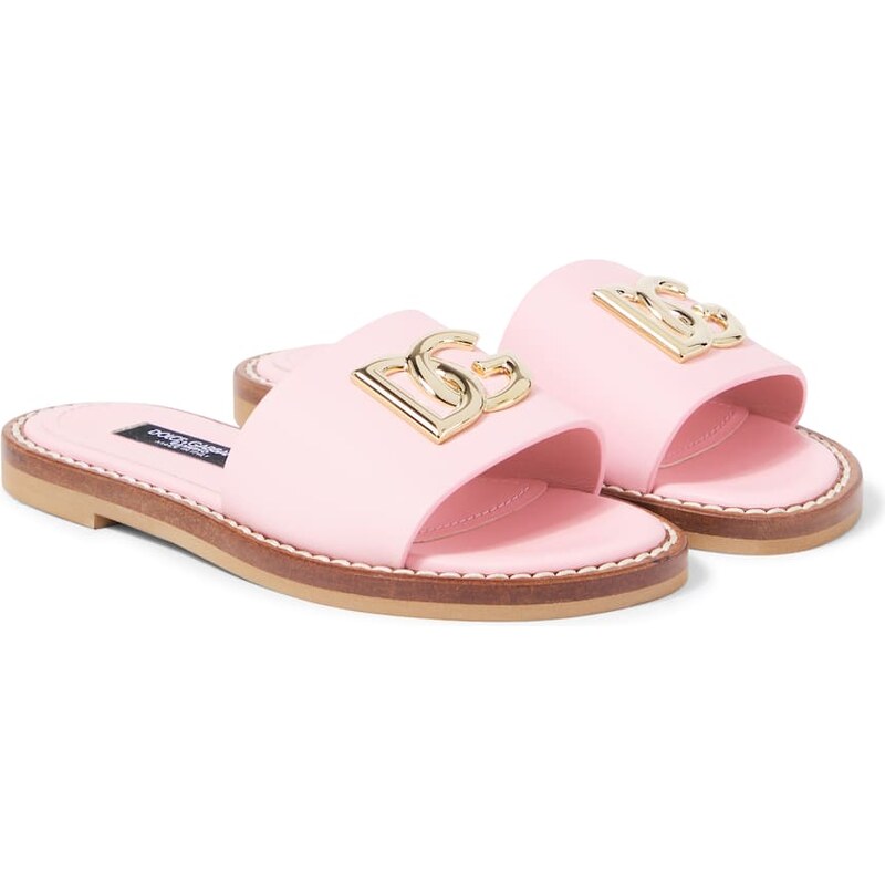 Dolce&Gabbana Kids DG leather slides