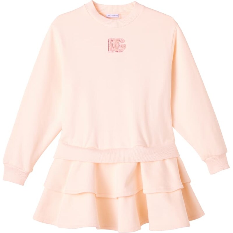 Dolce&Gabbana Kids DG tiered cotton fleece dress