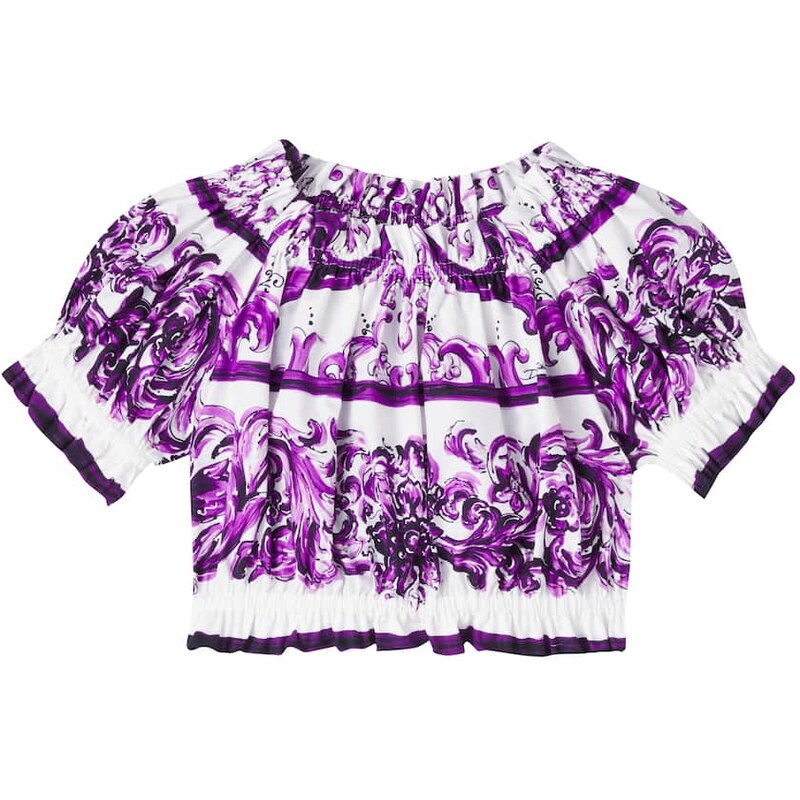 Dolce&Gabbana Kids Majolica printed cotton poplin top