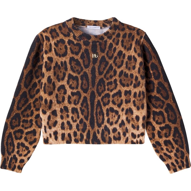 Dolce&Gabbana Kids DG leopard-print wool jacquard sweater