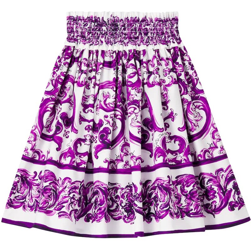 Dolce&Gabbana Kids Majolica printed cotton poplin skirt