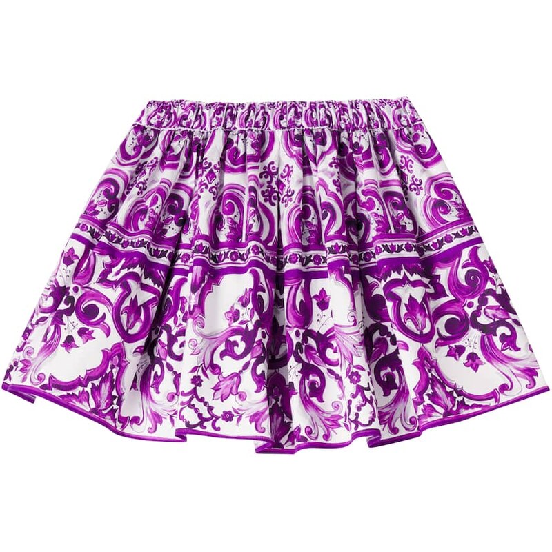 Dolce&Gabbana Kids Majolica printed cotton poplin skirt