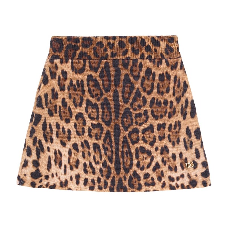 Dolce&Gabbana Kids Leopard-print virgin wool skirt