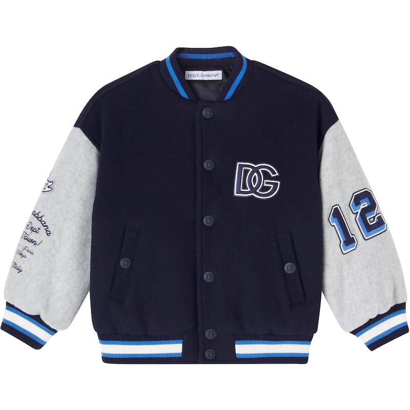 Dolce&Gabbana Kids DG wool-blend varsity jacket
