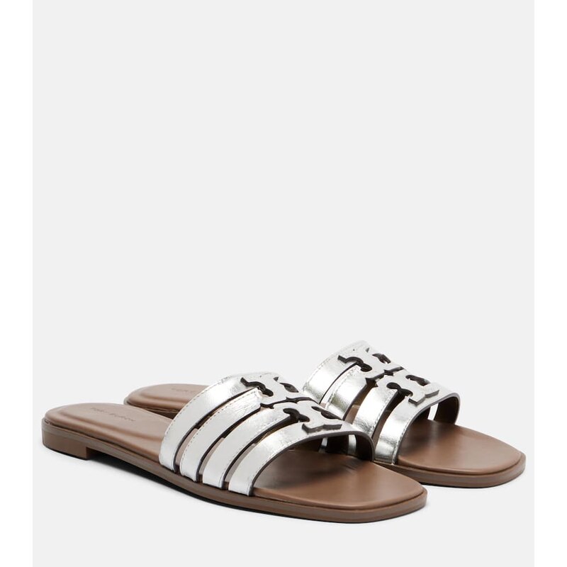 Tory Burch Metallic leather slides