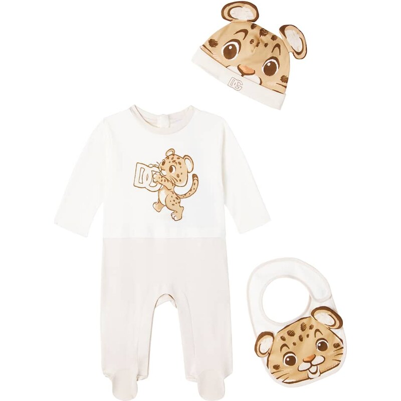 Dolce&Gabbana Kids Baby set of printed cotton romper, bib and