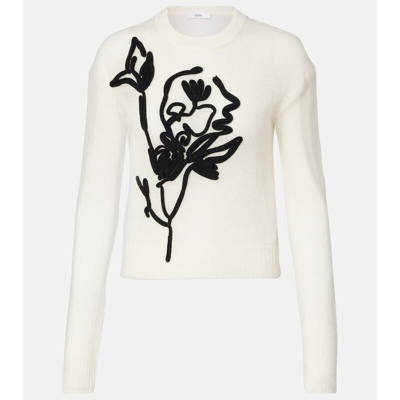 Erdem Embroidered alpaca and wool-blend sweater