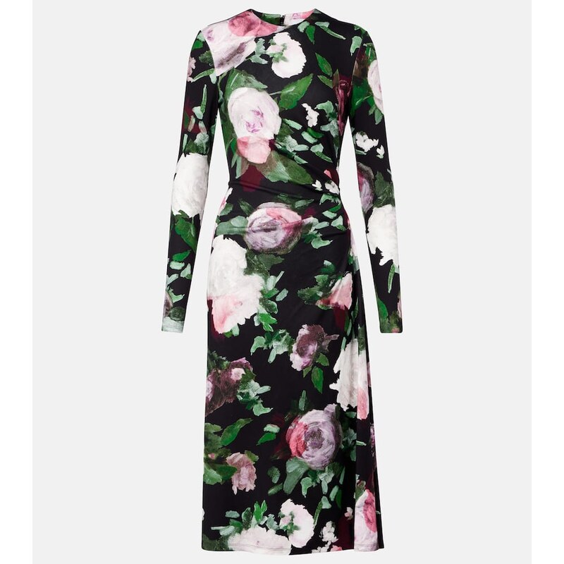 Erdem Draped floral midi dress