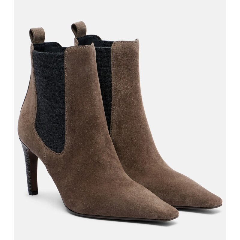 Brunello Cucinelli Chelsea Monili suede ankle boots
