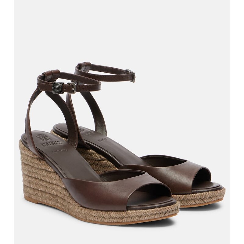 Brunello Cucinelli Leather espadrille wedges