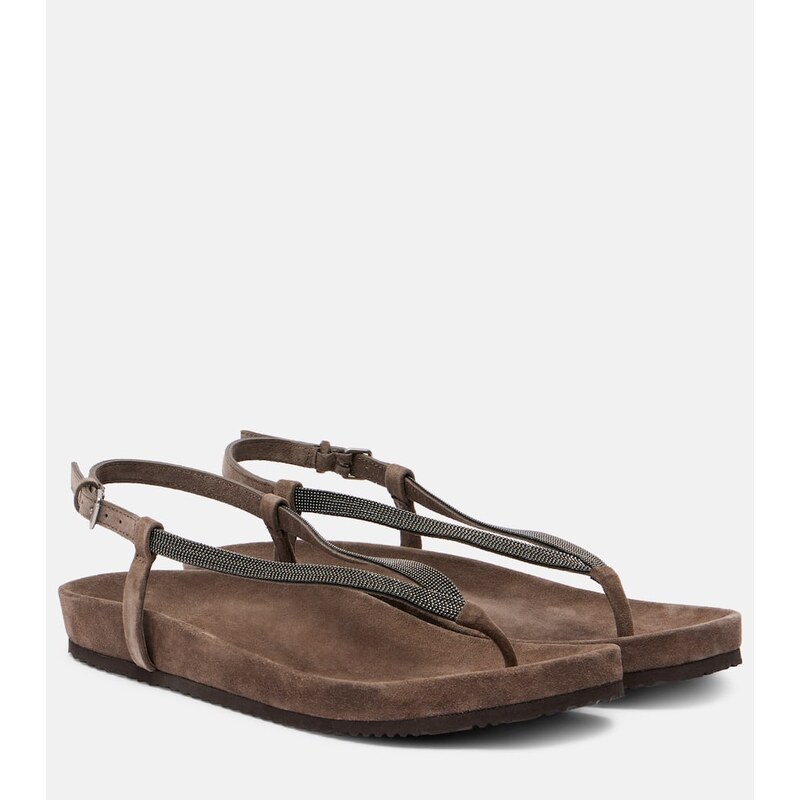Brunello Cucinelli Monili suede thong sandals