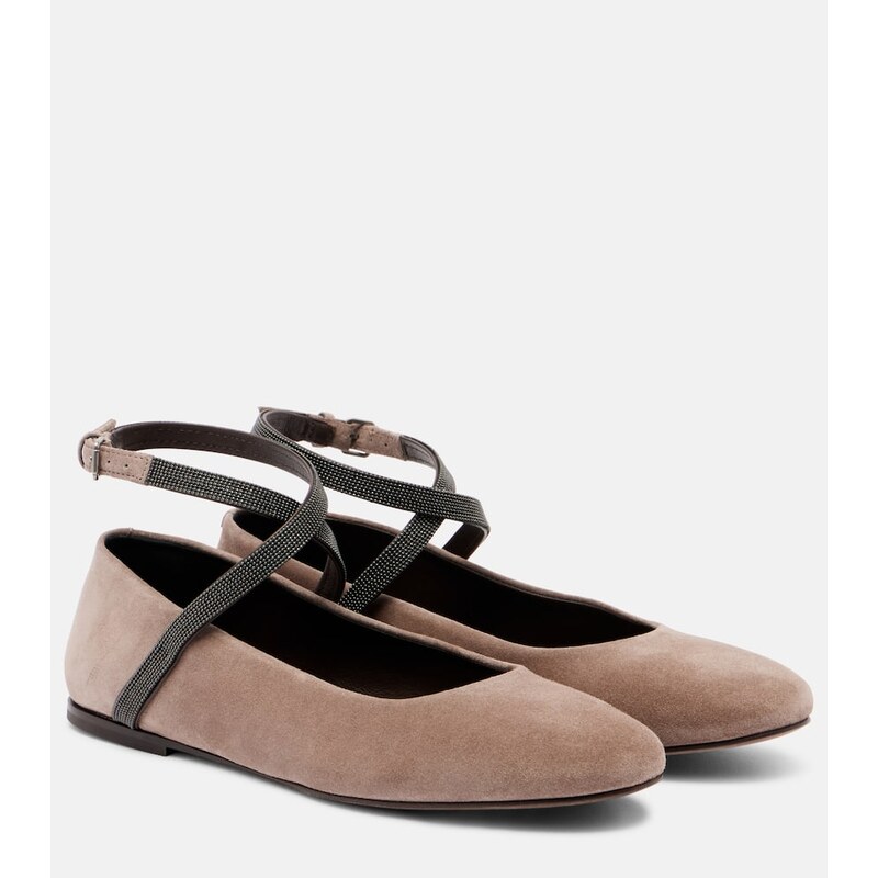 Brunello Cucinelli Monili suede ballerina flats