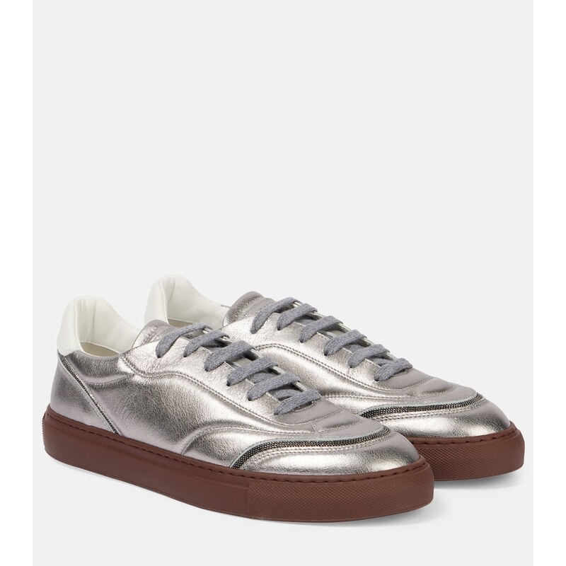 Brunello Cucinelli Metallic leather sneakers