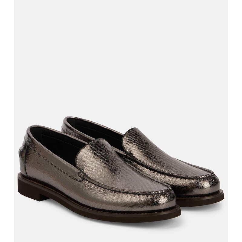 Brunello Cucinelli Metallic leather loafers