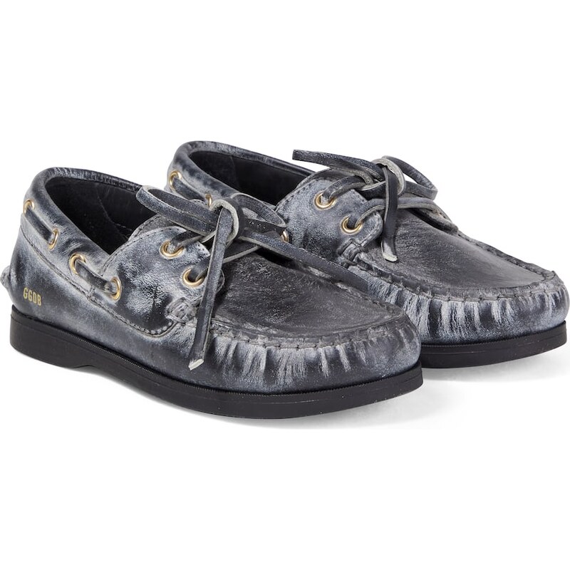 Golden Goose Kids Cruise distressed leather boat shoes