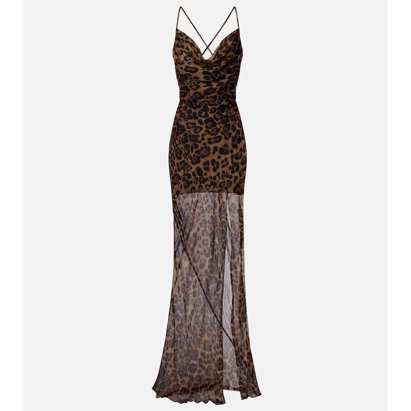 Blumarine Leopard-print silk maxi dress