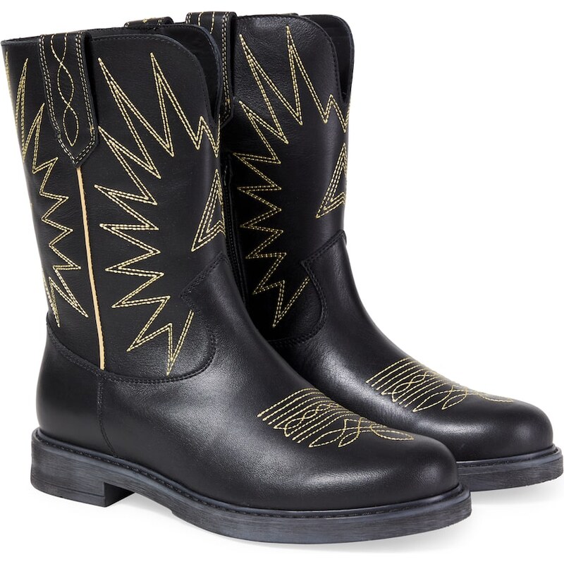 Golden Goose Kids Wish Star embroidered leather boots