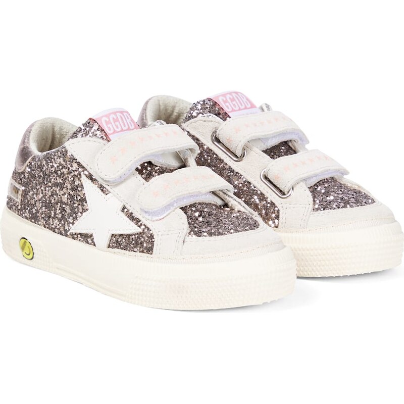 Golden Goose Kids May School glitter and suede sneakers