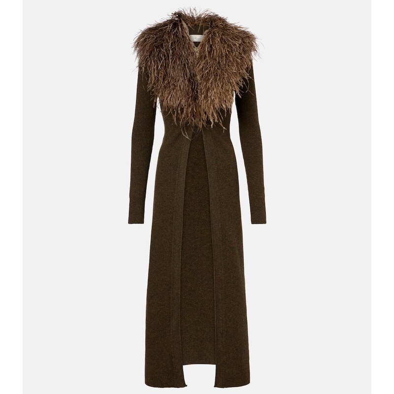 Blumarine Feather-trimmed wool cardigan