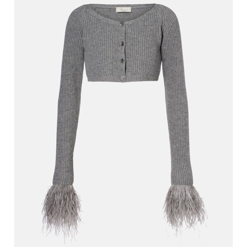 Blumarine Cropped ribbed-knit wool cardigan