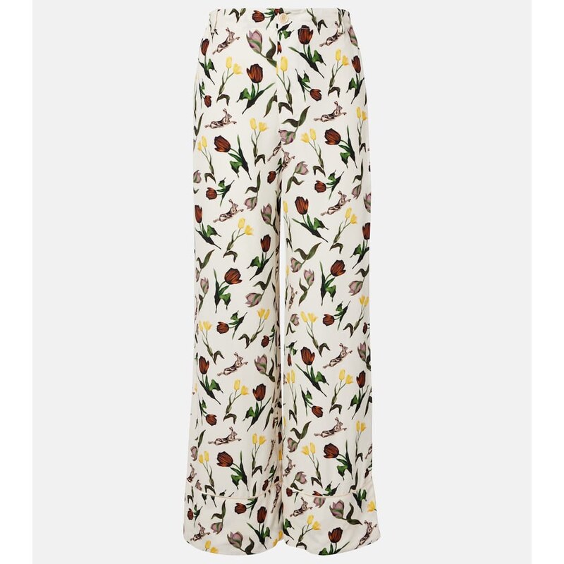 Marni Printed silk palazzo pants