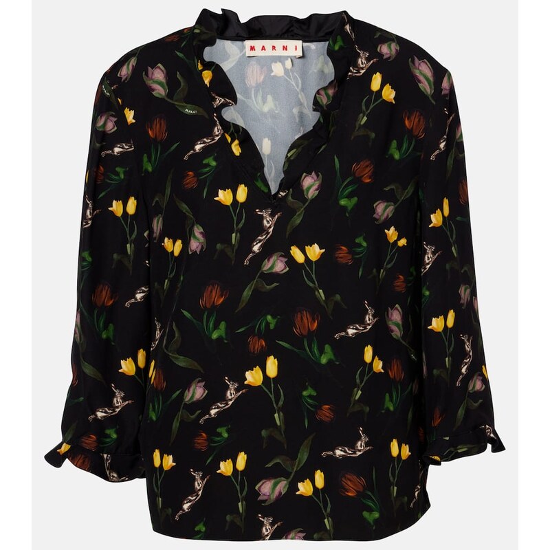 Marni Ruffled floral top
