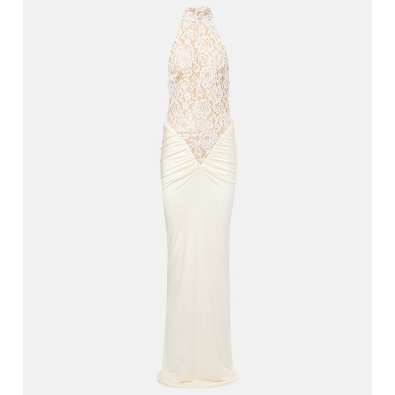 The New Arrivals Ilkyaz Ozel Cass embroidered ruched halterneck