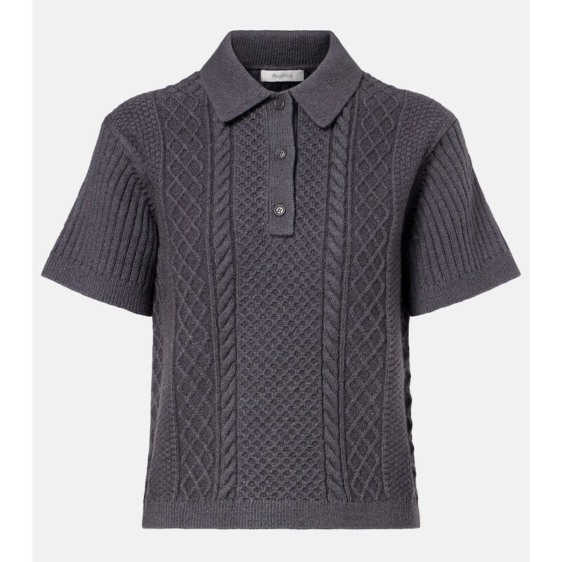 JW Anderson Cable-knit wool and cotton-blend polo shirt