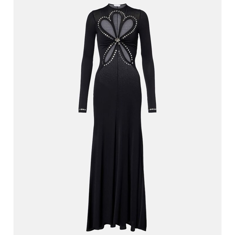 Rabanne Cutout embellished jersey maxi dress