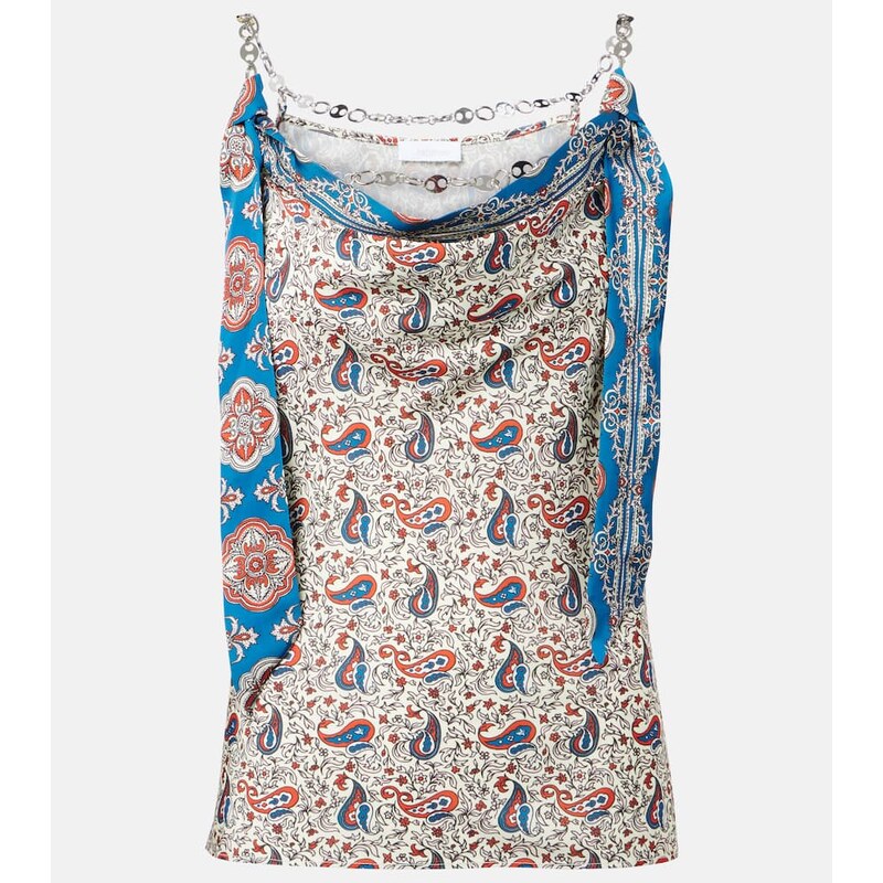 Rabanne Chain-detail paisley satin camisole
