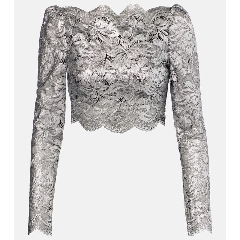 Rabanne Floral cropped lace top