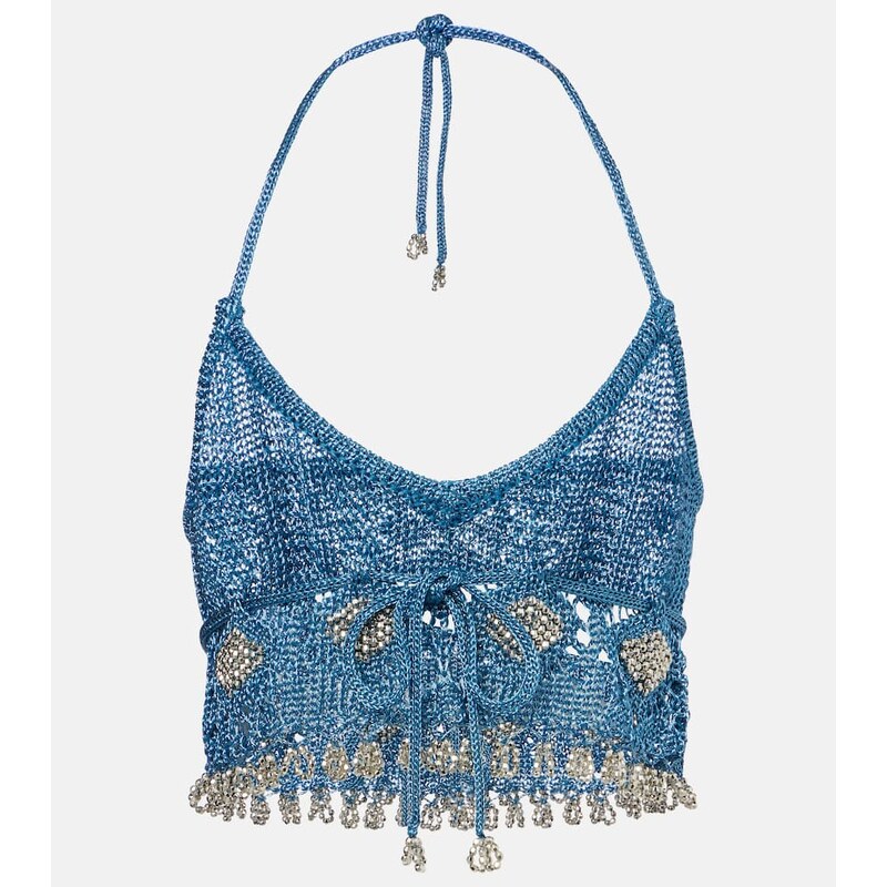 Rabanne Crochet embellished lamÃ crop top