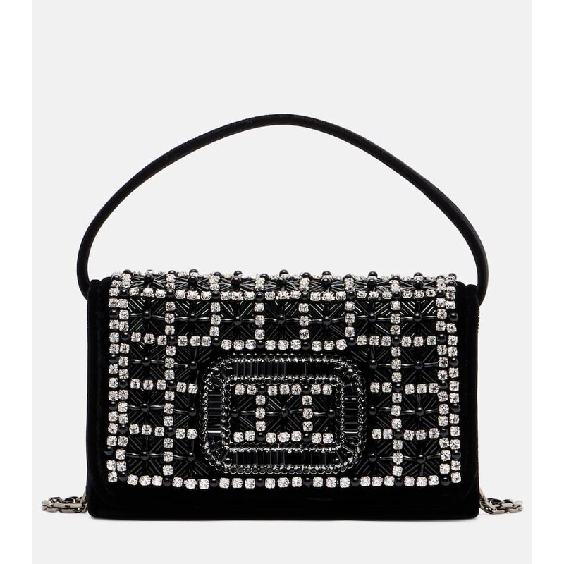 Roger Vivier Pilgrim Micro embellished velvet clutch