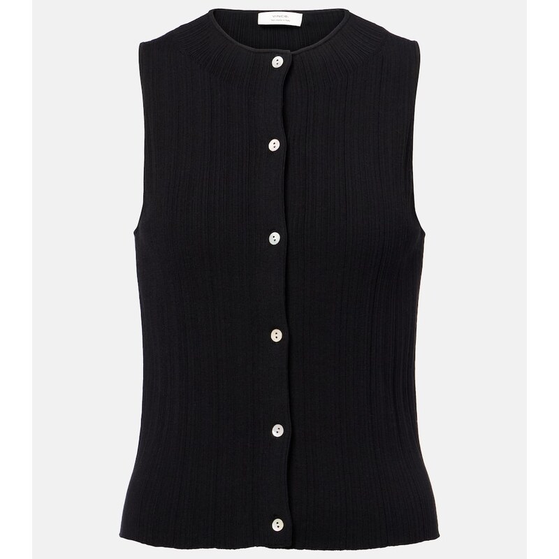 Vince Ribbed-knit cotton top