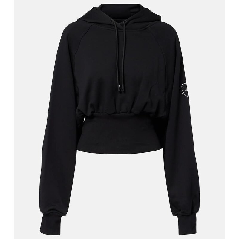 Adidas by Stella McCartney Cropped cotton jersey hoodie