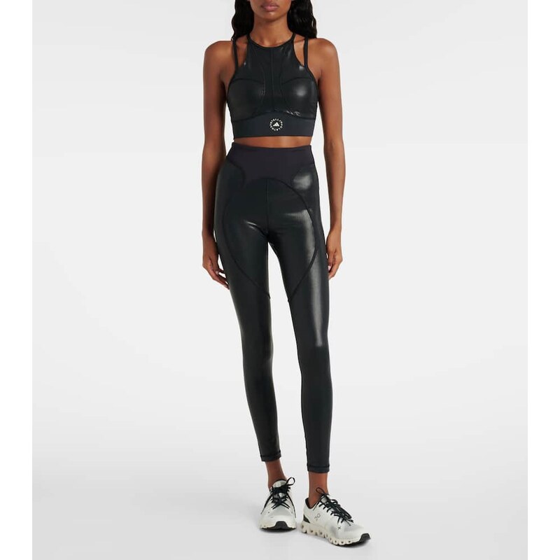 Adidas by Stella McCartney High-rise lamÃ leggings