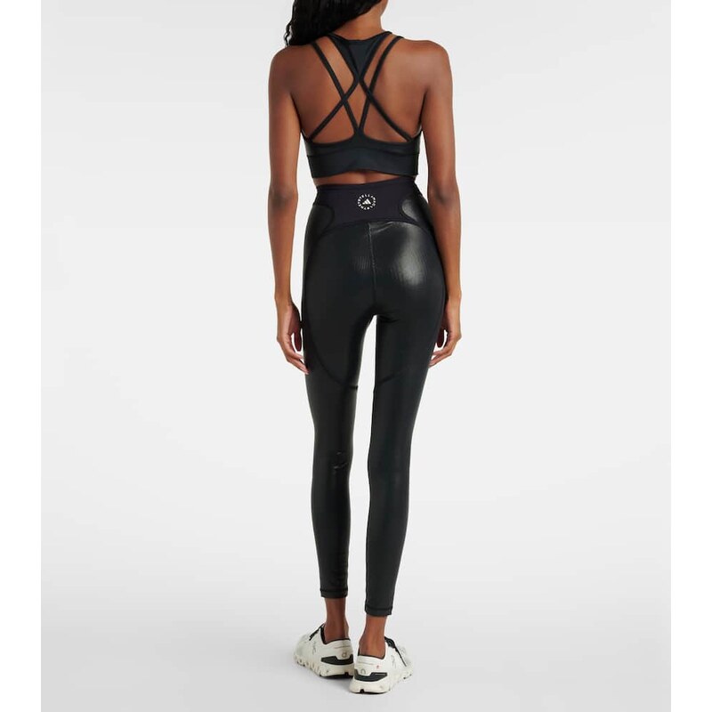 Adidas by Stella McCartney High-rise lamÃ leggings
