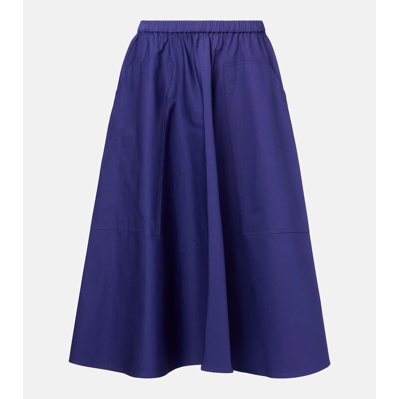 Vince High-rise cotton midi skirt