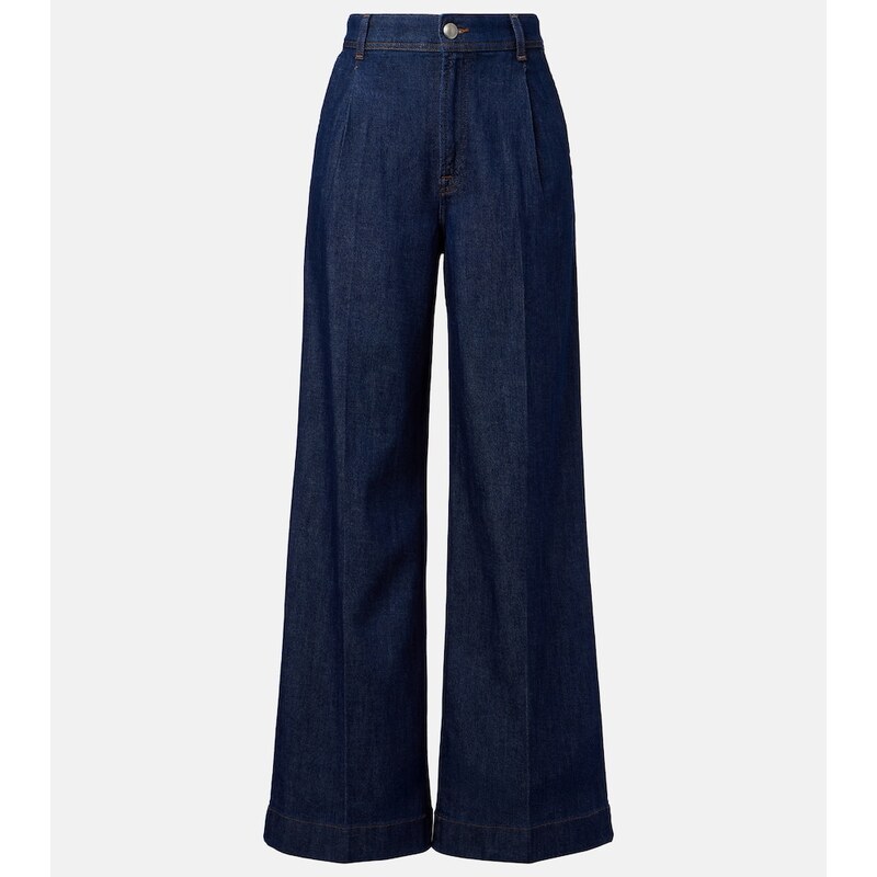 7 For All Mankind Pleated high-rise wide-leg jeans